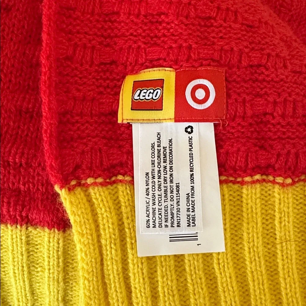 Textural Color Block Sweater Knit Throw Blanket Pink/Red/Yellow - LEGO x Target